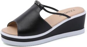 Chaussures compensées femme style Chanel noir