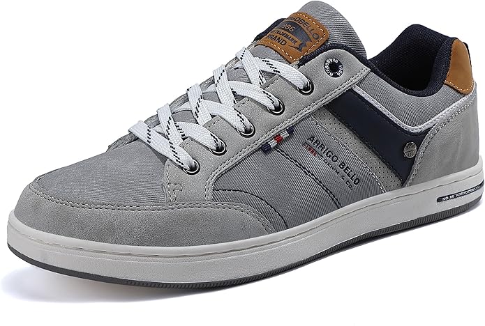 Baskets Chaussures de costume homme en cuir gris classique